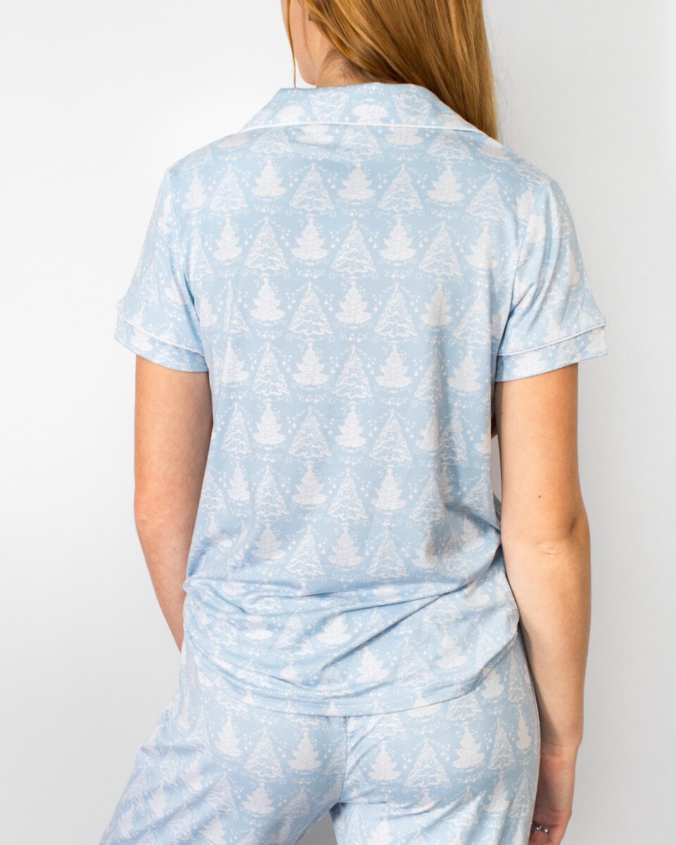 Winter Dreams Short Sleeve Button Up Sleep Shirt