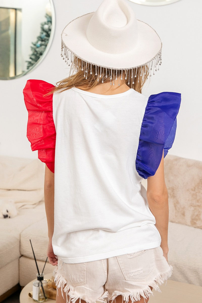 USA Theme Color Bloack Organza