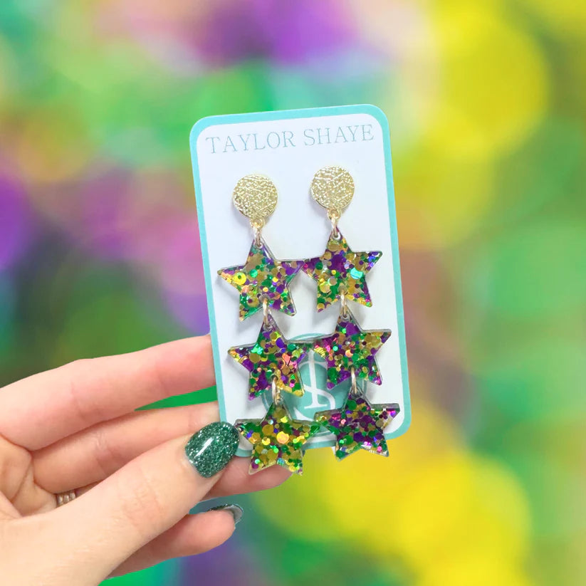 Taylor Shaye- Mardi Gras Triple Confetti Stars