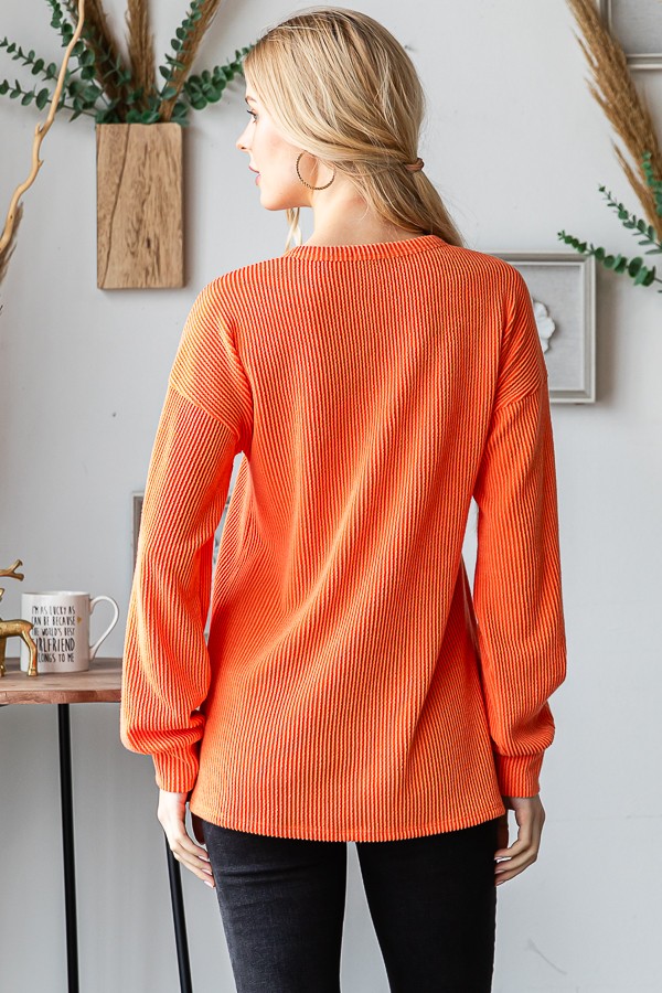 Pumpkin Fever- Long Sleeve Sequin Pumpkin Top