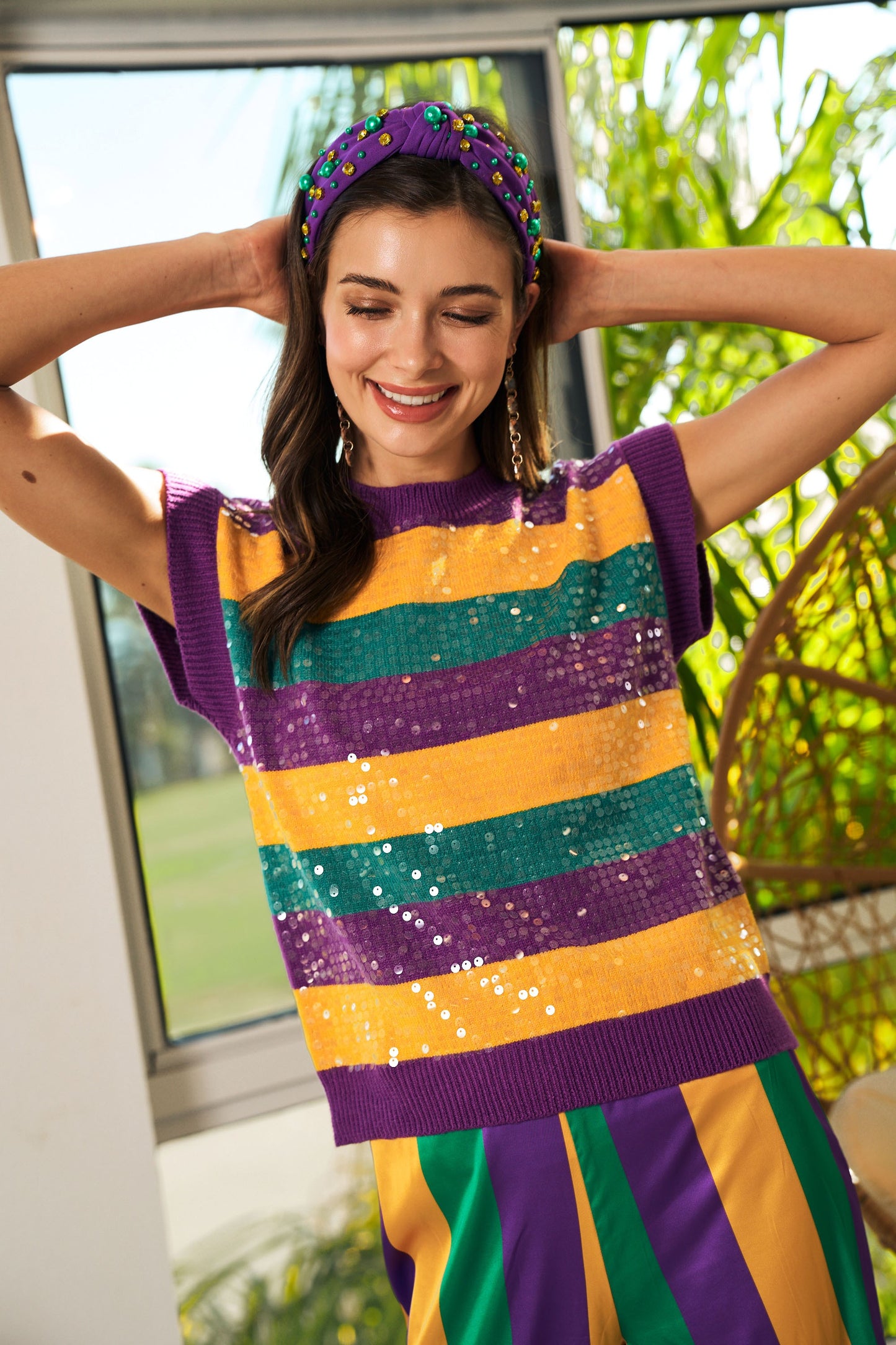 ORPHEUS- Mardi Gras Sleeveless Sweater