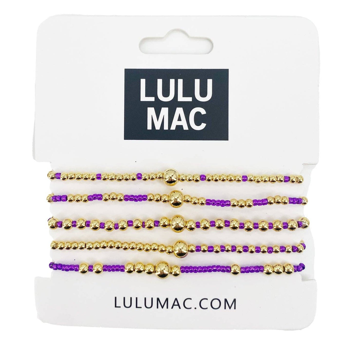 LULU MAC Purple & Gold Beaded Bracelet Set