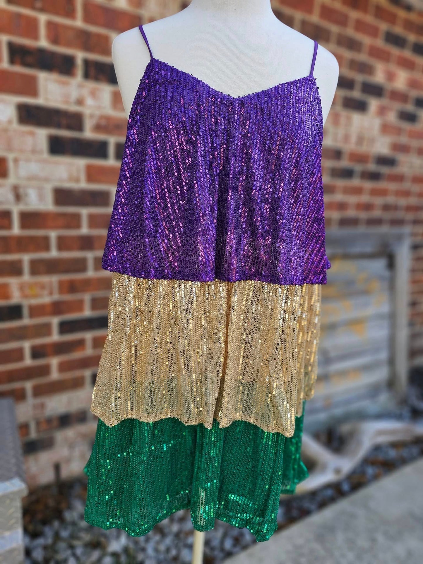 TIERED Color Block SEQUIN DRESS
