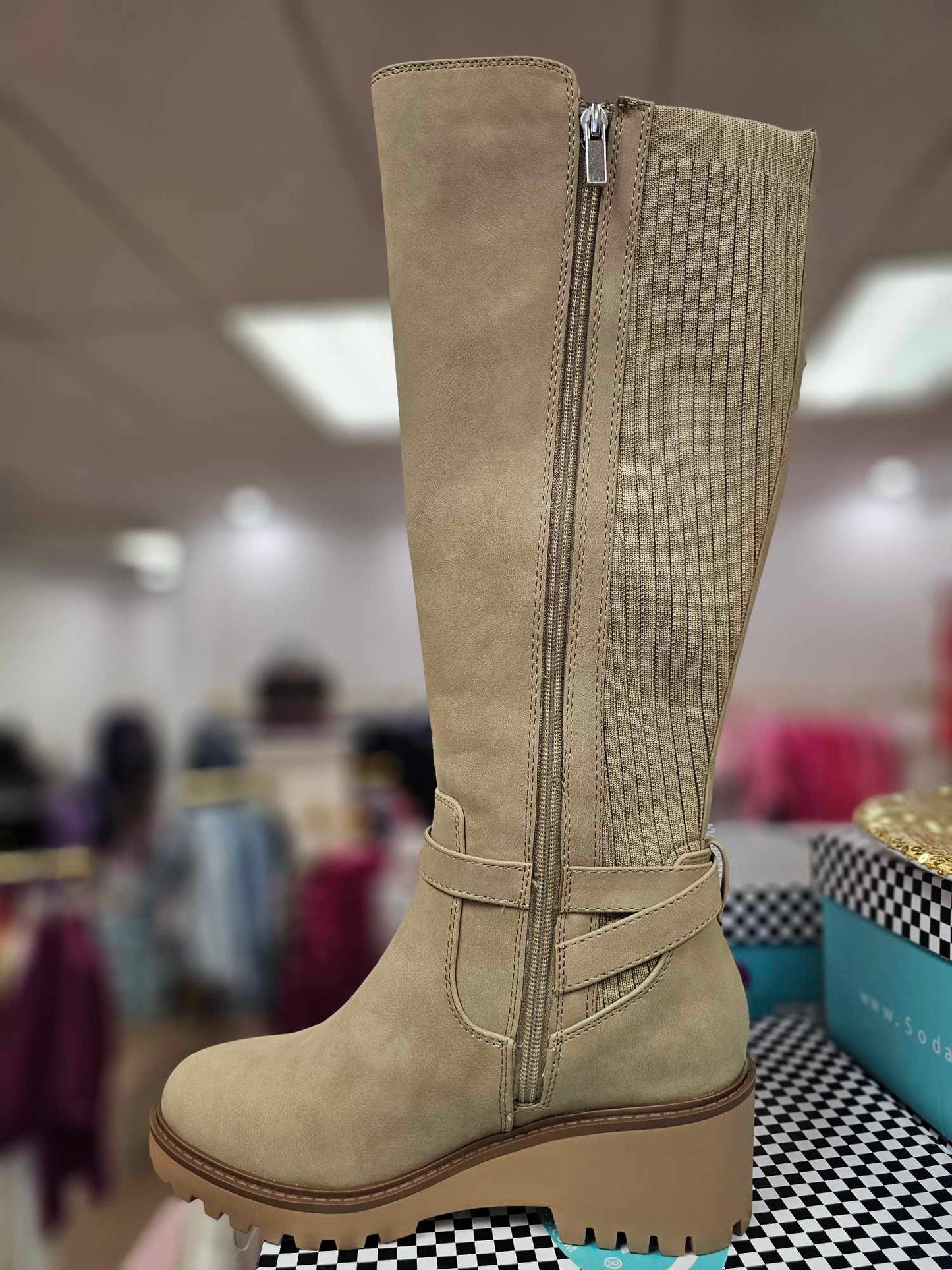 Zone - Sweater Panel Riding Boot