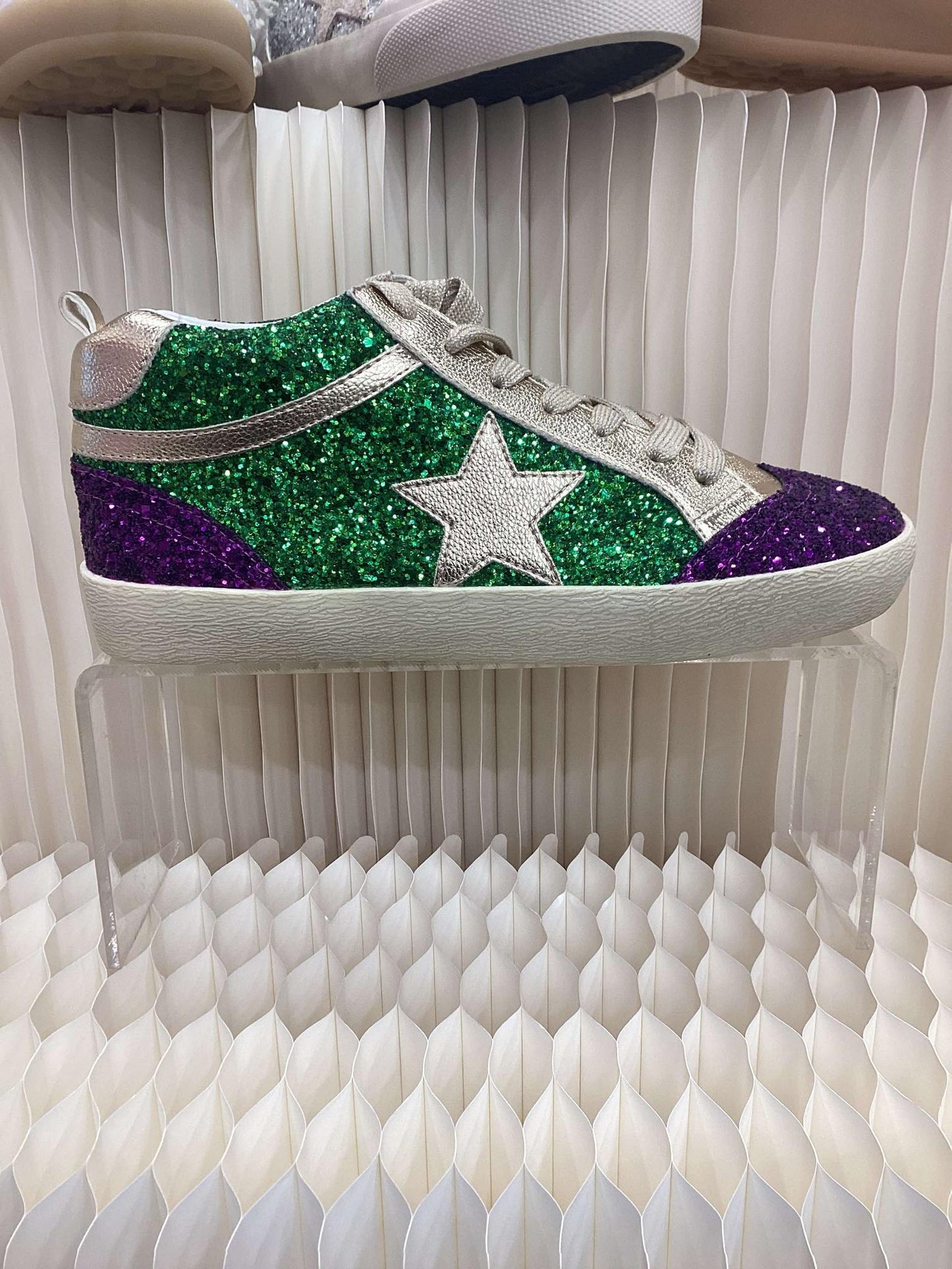 Daisy- Mardi Gras Glitter High Top