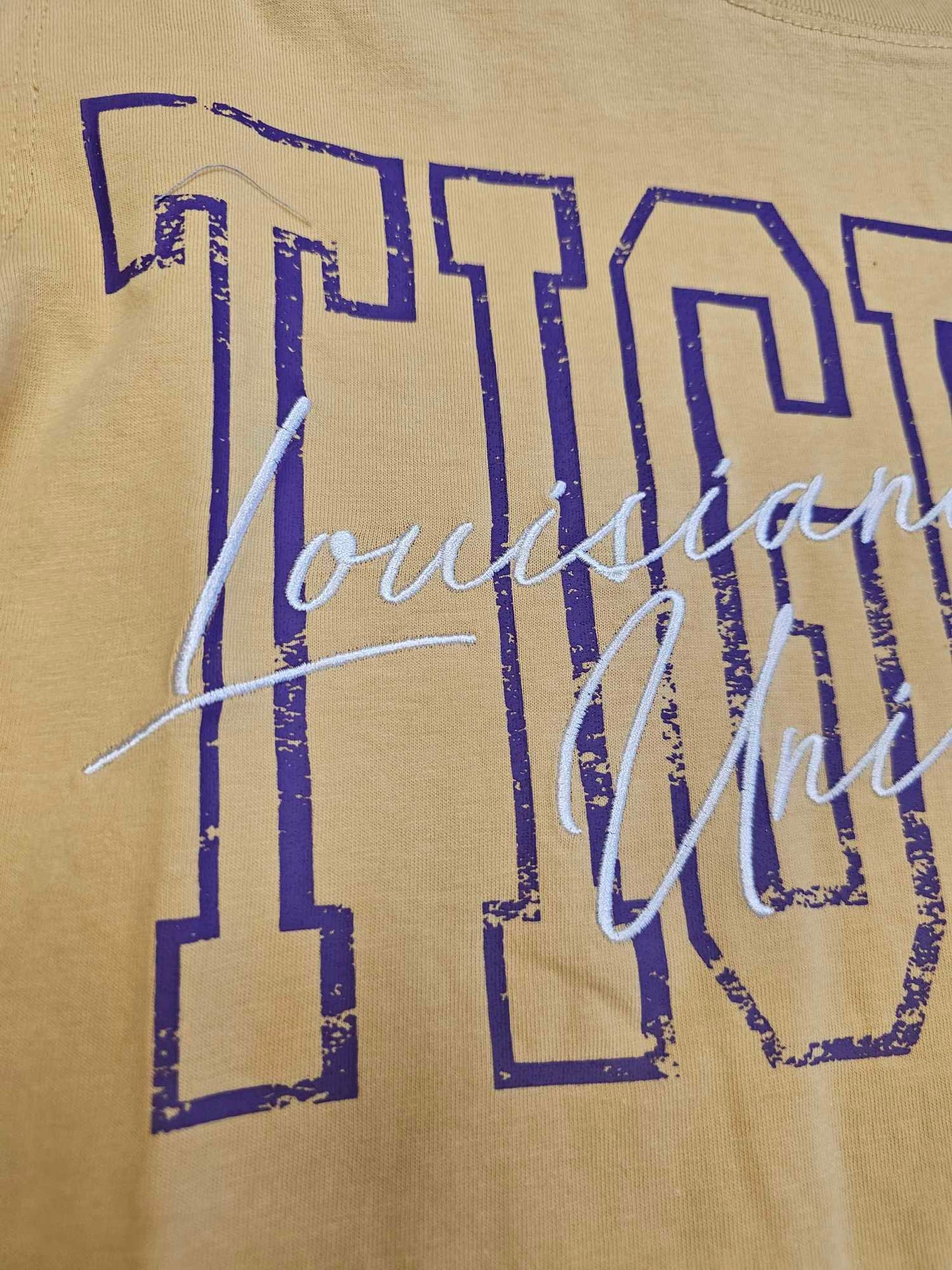LSU- Owen Outline Embroidered Crop Tee