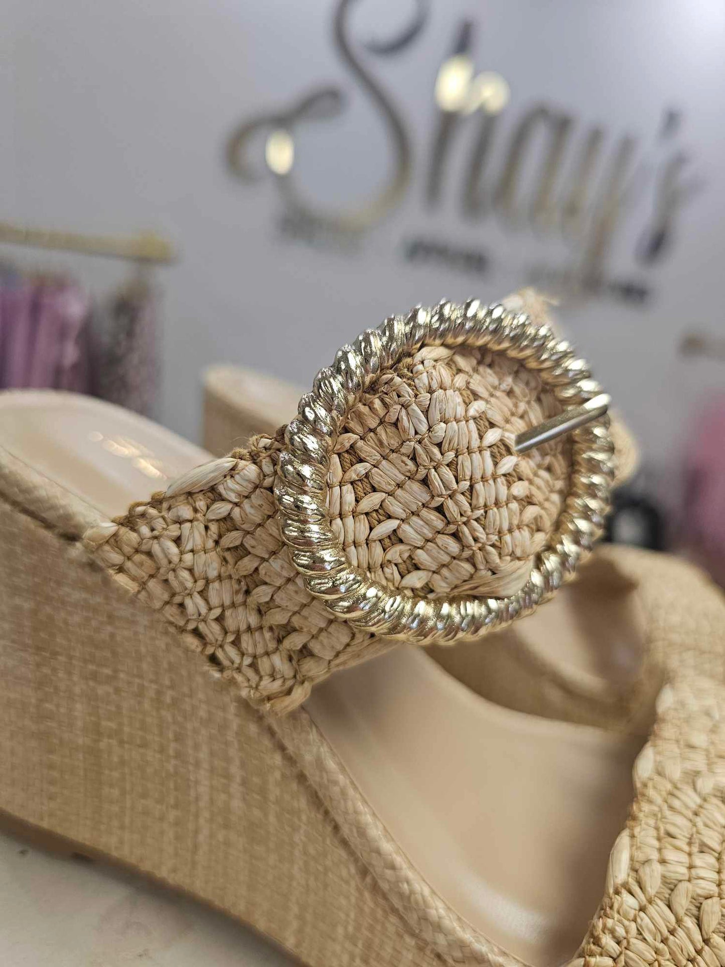 ILANA- Natural Raffia Wedge