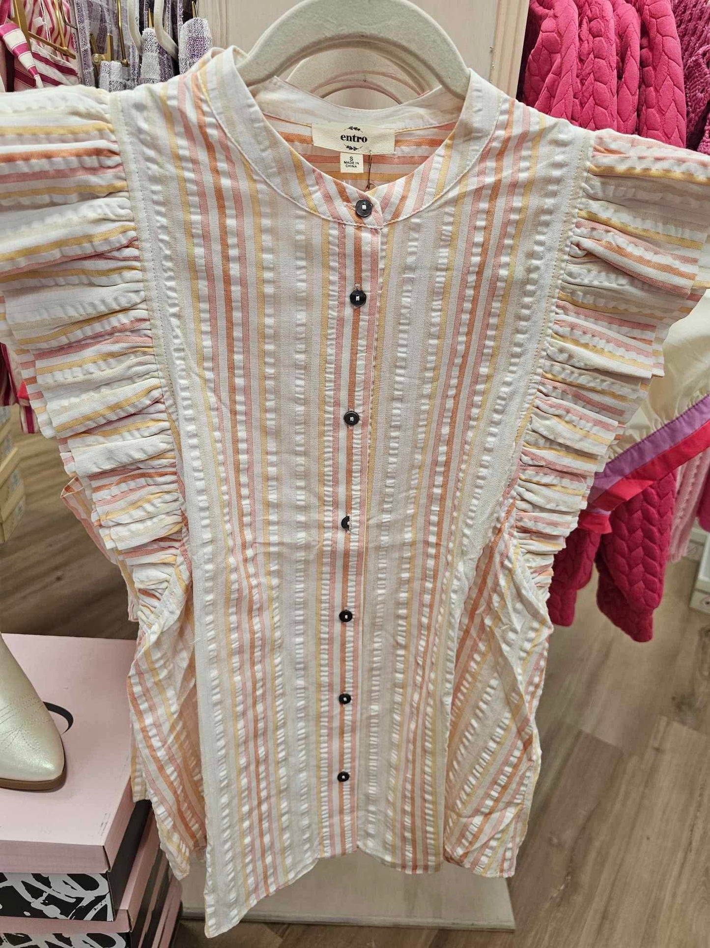 Shelly- orange and white striped top- FINAL SALE