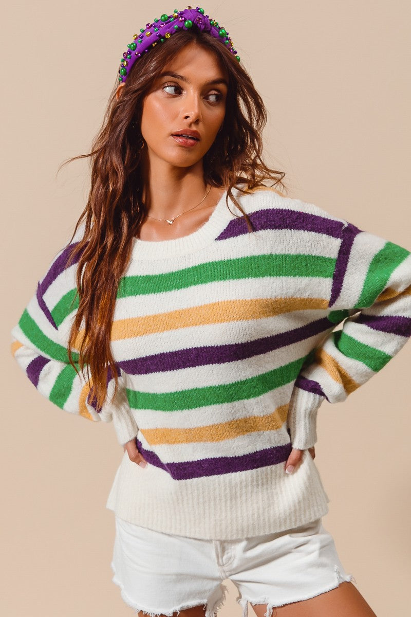 ALLA- Striped Round Neck Sweater