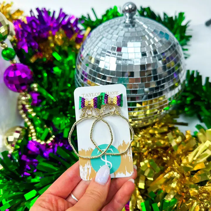 Taylor Shaye- Mardi Gras Bethany Bow Hoops