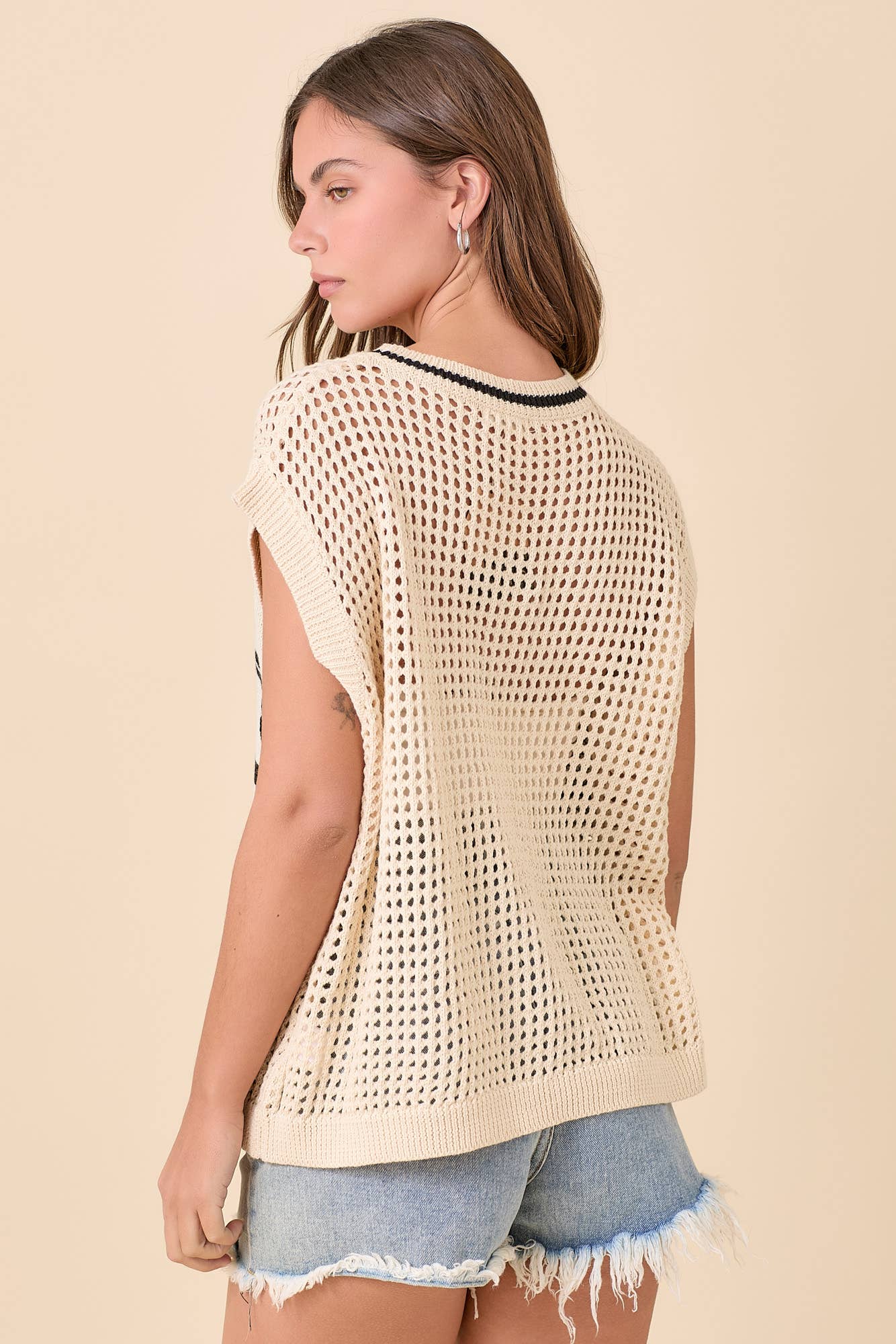 Spring Bows- Sweater Knit Top With Ribbon Bow Jacquard