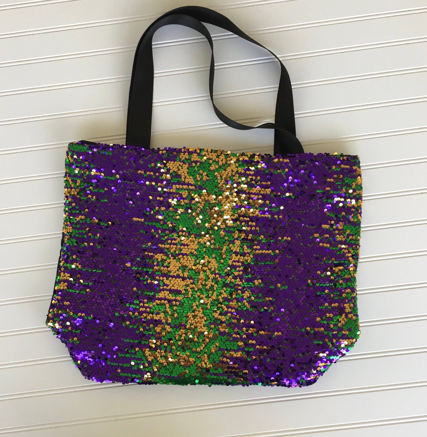 Shoe me the BEADS- Sequin Mardi Gras shopping/ tote bag/bead bag