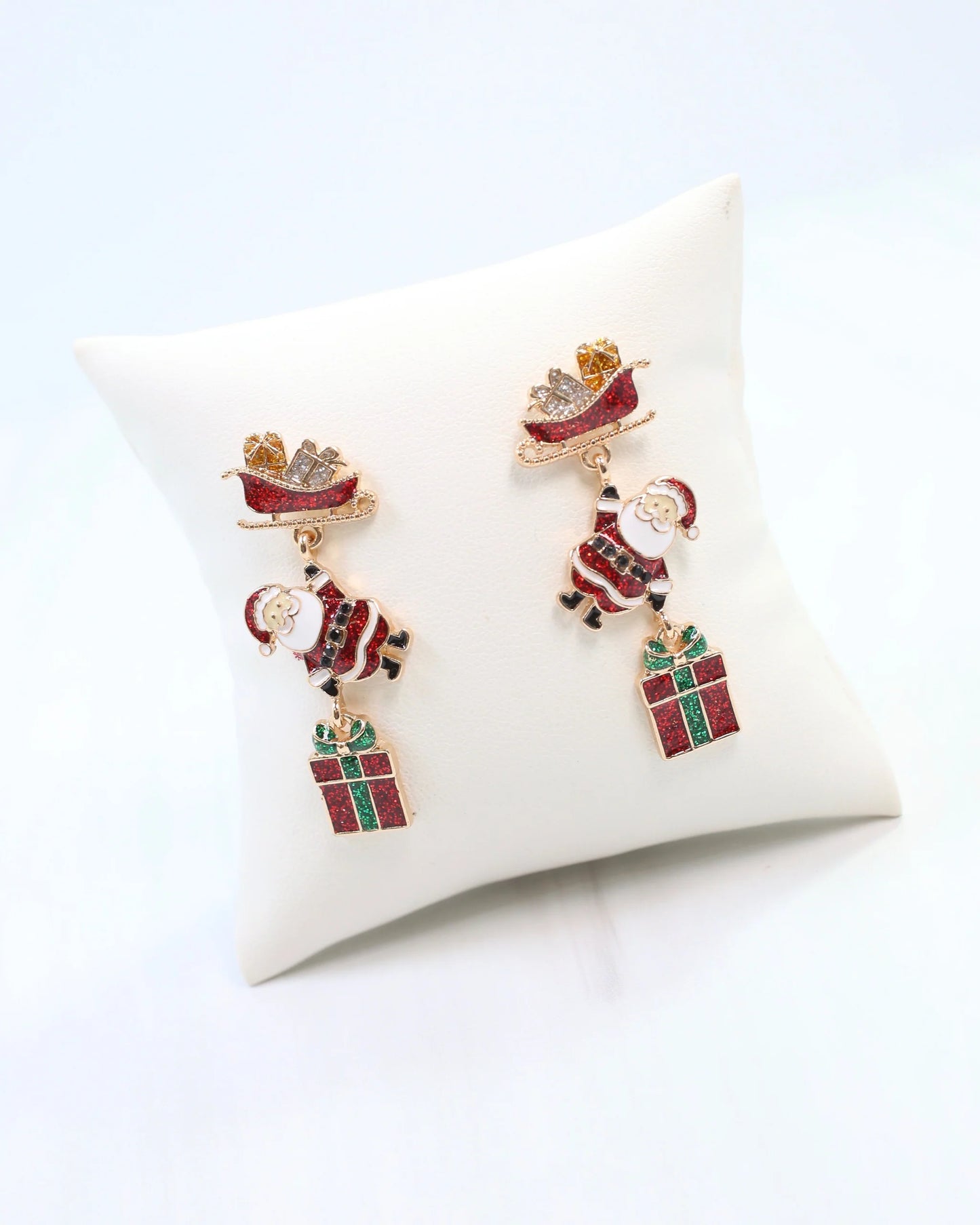 Santa on his Way Earring Red