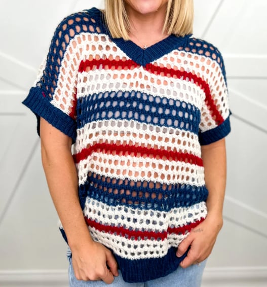 Fourth Combo Open Knit Top