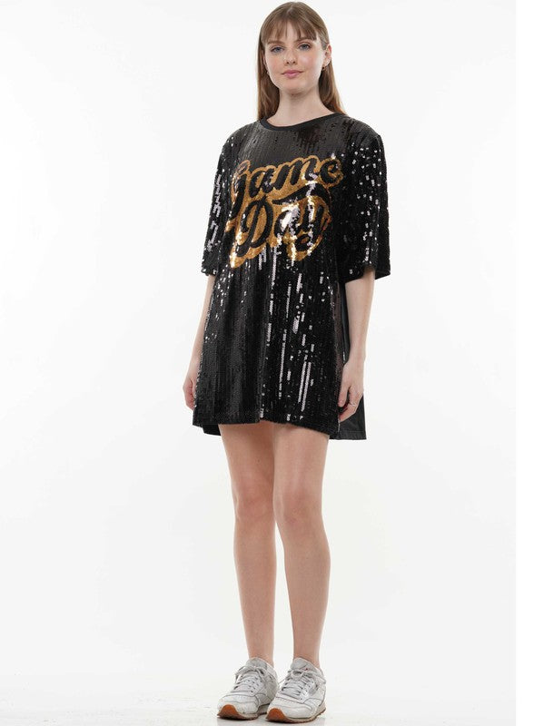 Game day sequin dress - PURPLE/GOLD / O/S Game day sequin dress - PURPLE/GOLD / O/S