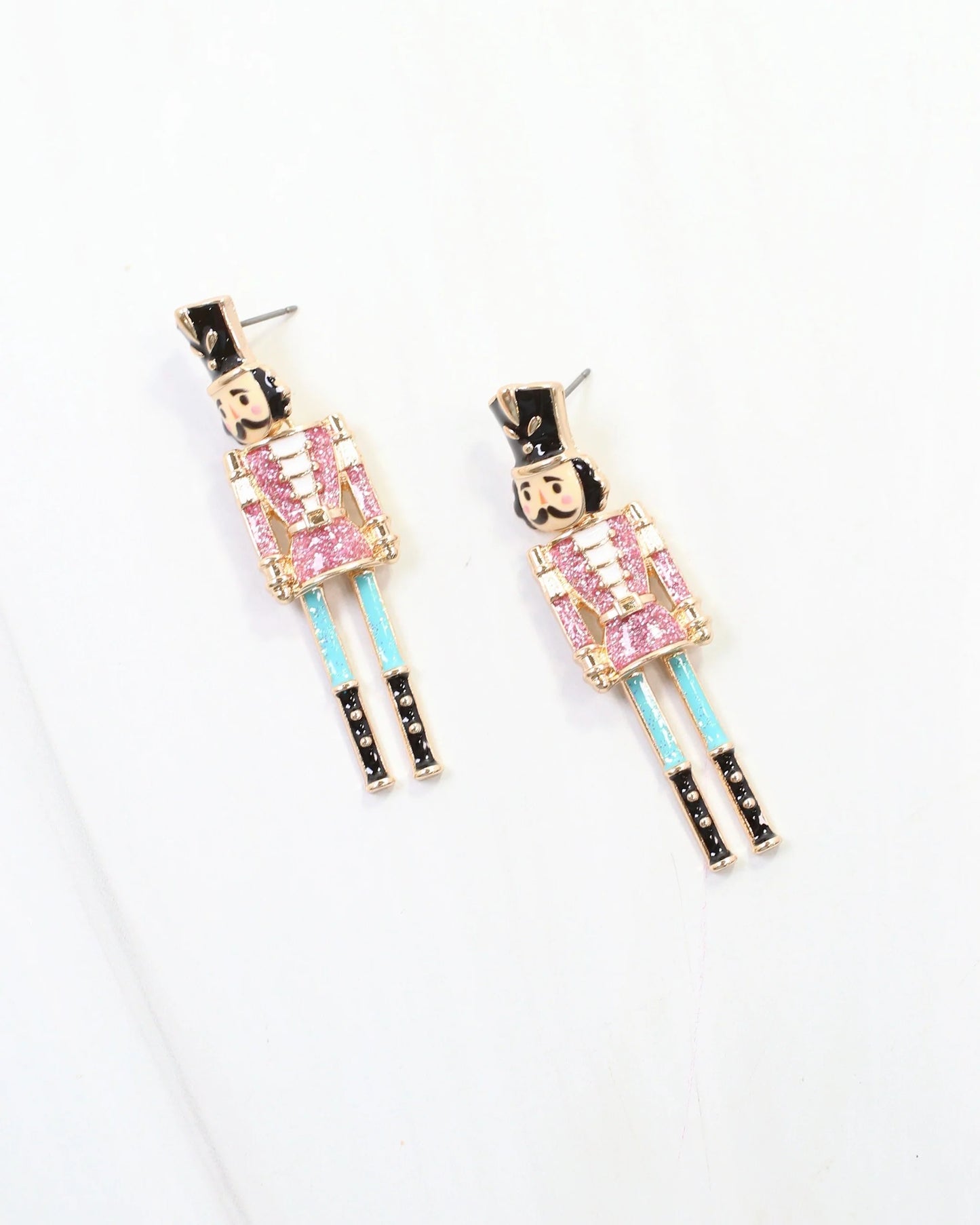 Naughty or Nice Nutcracker Earring Pink