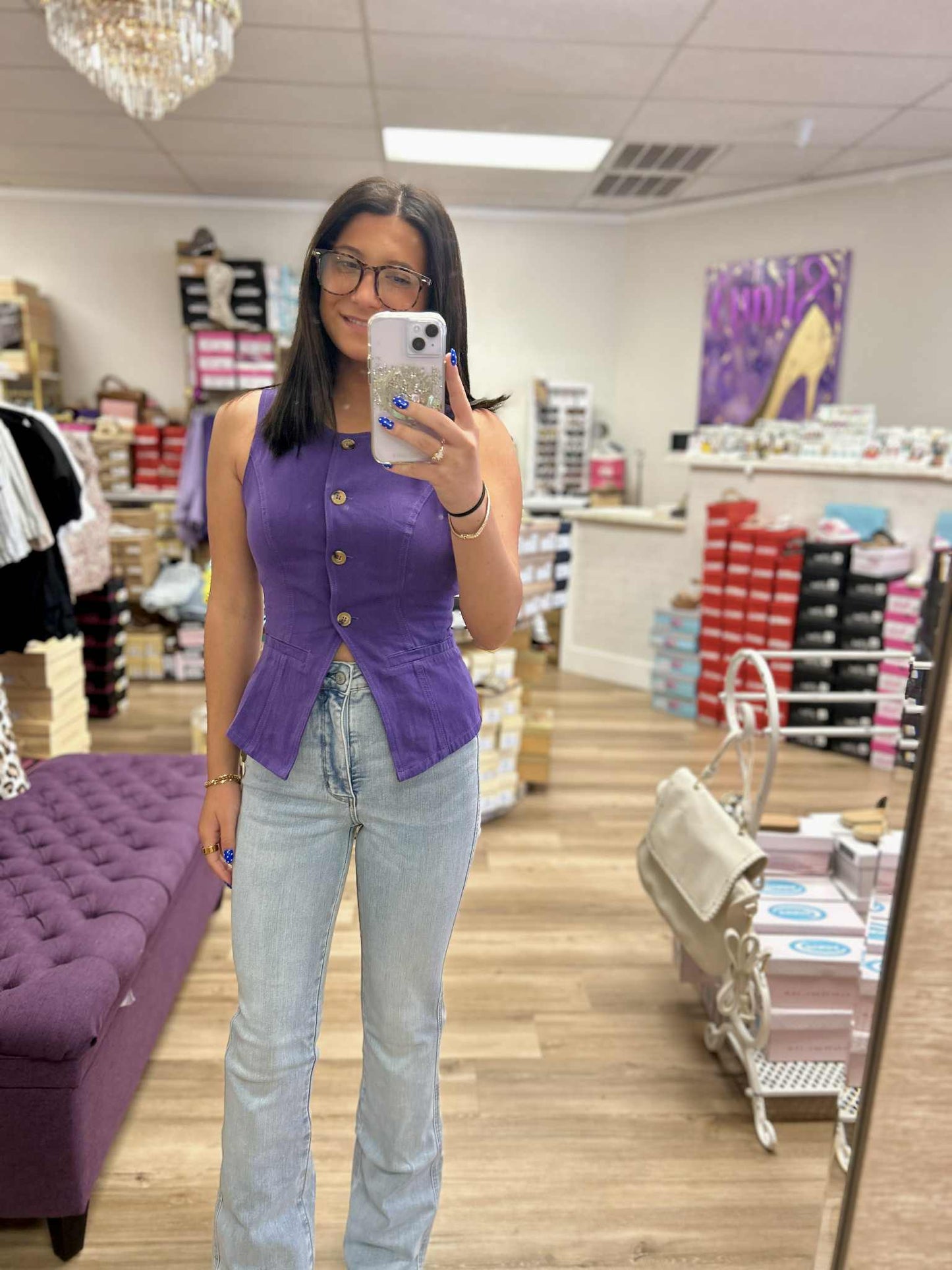 Slim Fit Color Denim Vest