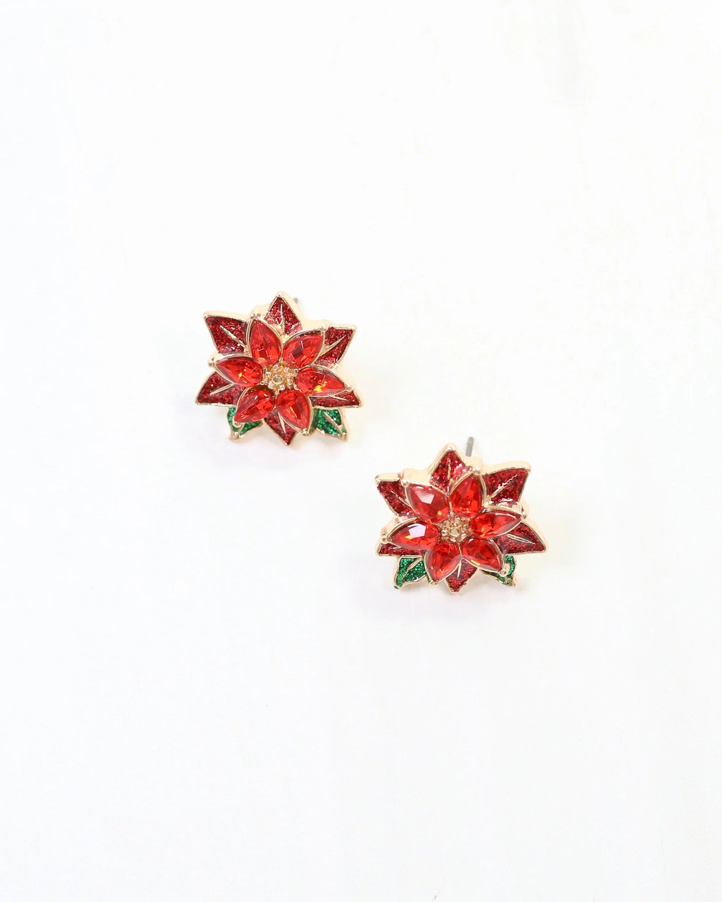 Prancer Poinsettia Enamel Stud Multi