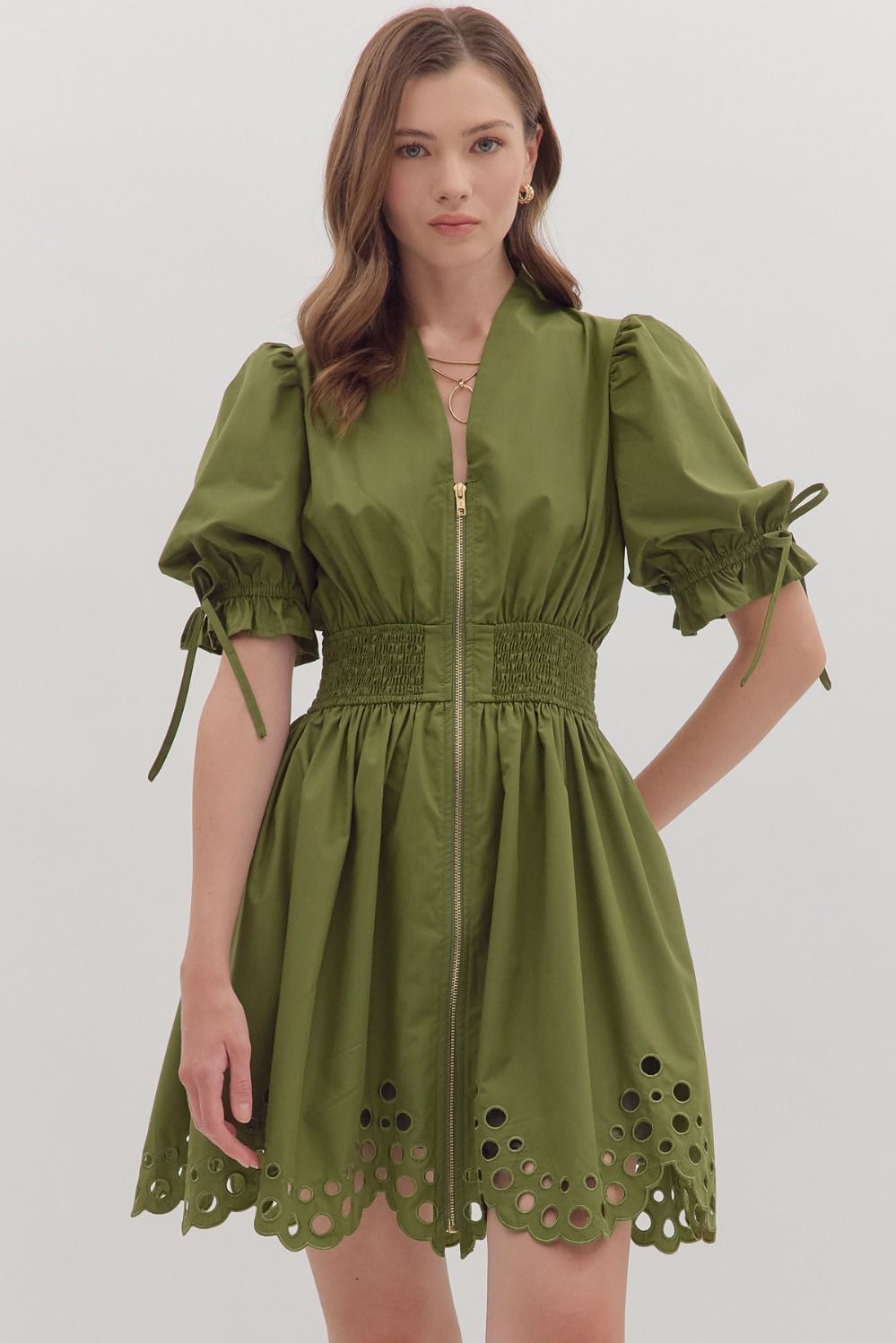 Fall Dreams- Olive V-Neck Dress Large Fall Dreams- Olive V-Neck Dress Large