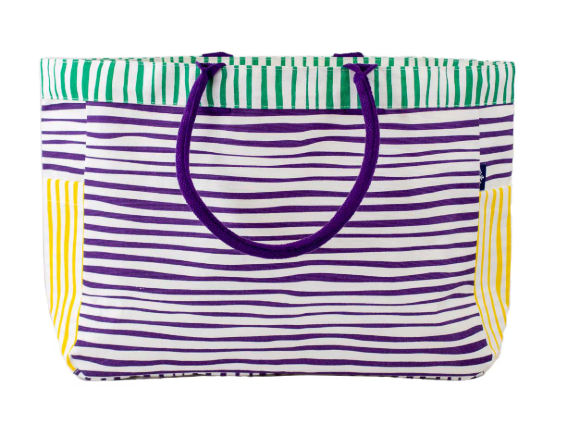 The Royal Standard- Stripe Durham Tote in Purple/Yellow/Green