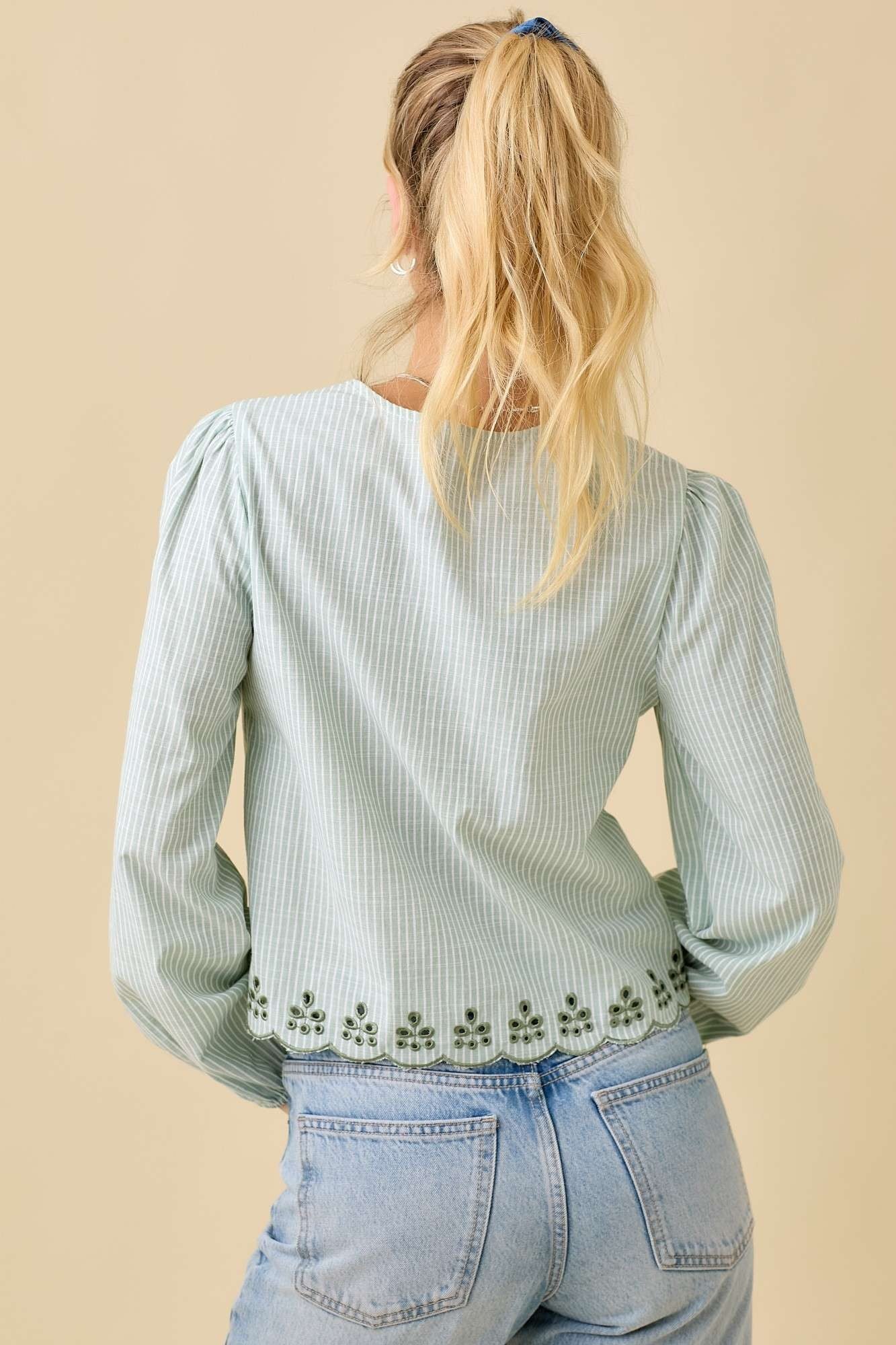 Spring Ties- V-neck Scallop Top