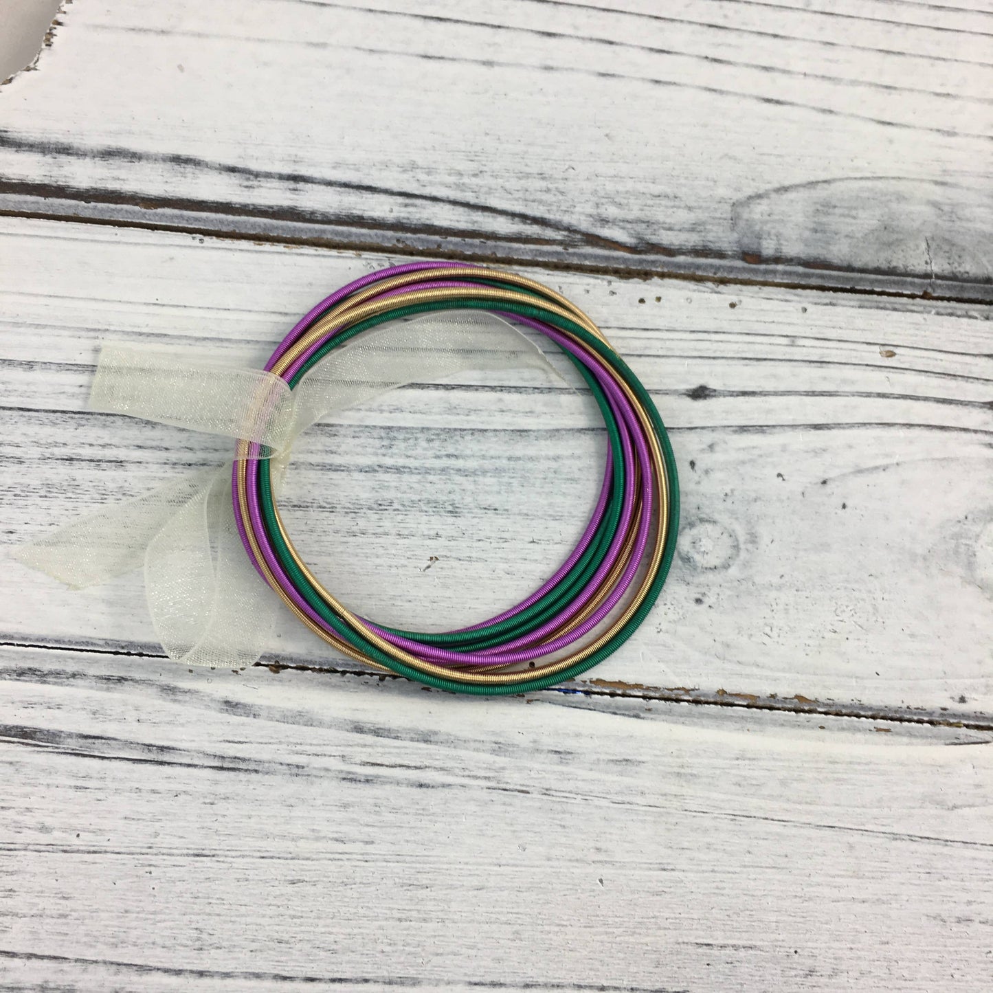 Mardi Gras guitar string bracelet - FINAL SALE