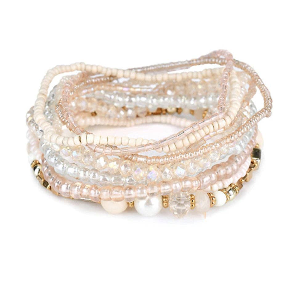Light Pink & Pastel Yellow Stretchy Bracelet Set