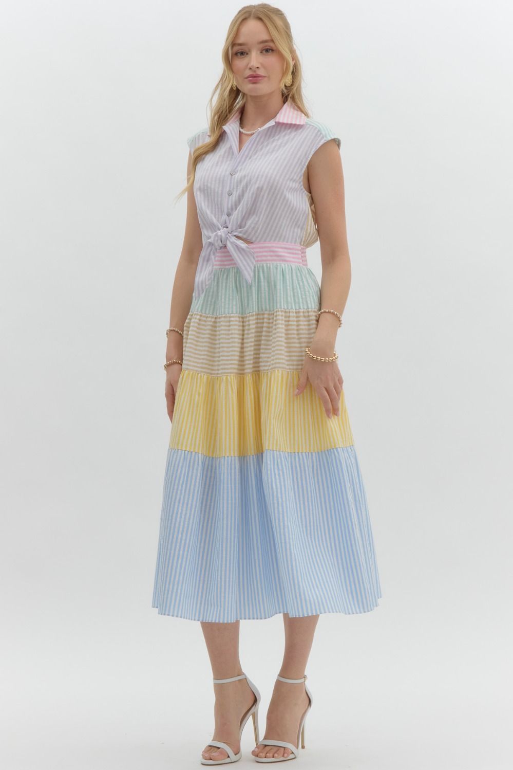 Pretty Pastels- Color Block Midi dress