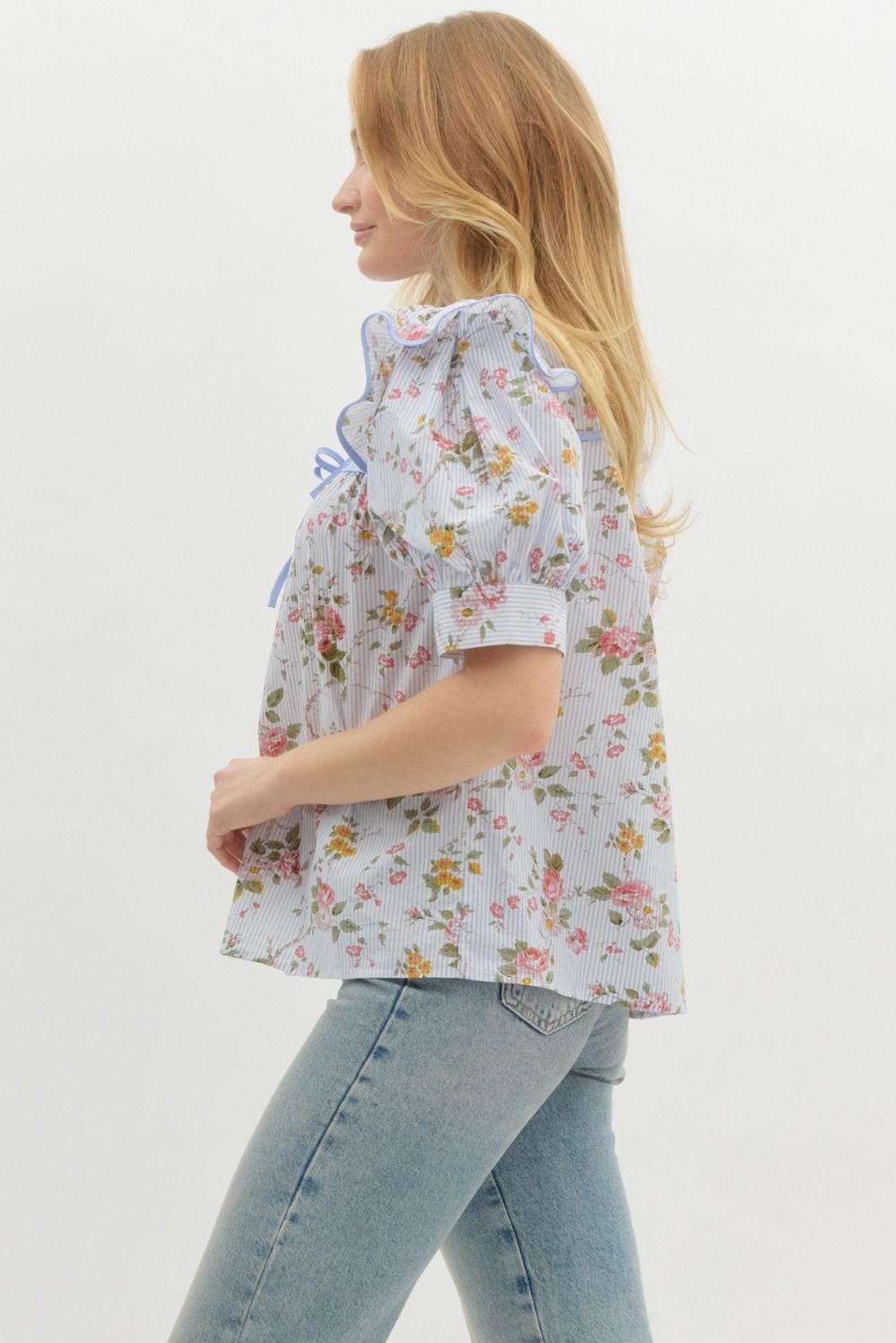 Garden Glow- V-Neck Tie front Top