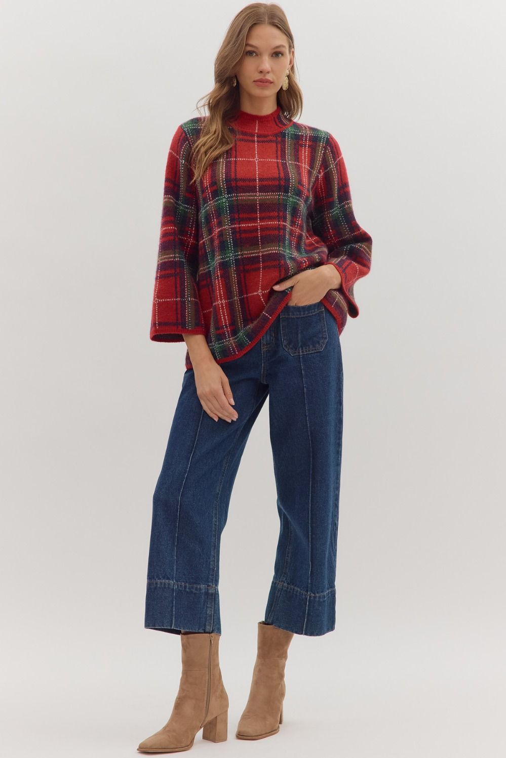 Candie- Plaid relaxed fit Sweater