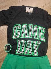 Checkered Game Day with Metallic Puff Tee