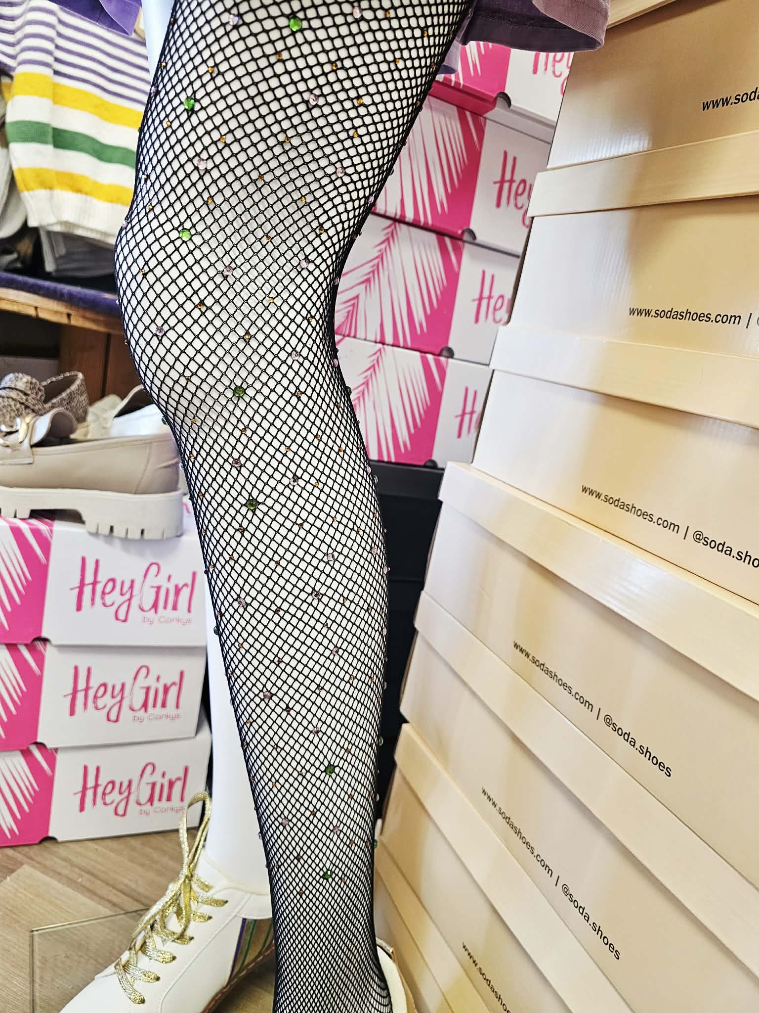 Black Rhinestone Mardi Gras Fishnets - FINAL SALE