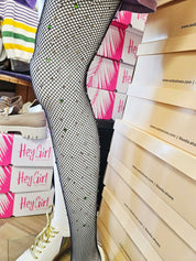 Black Rhinestone Mardi Gras Fishnets - FINAL SALE