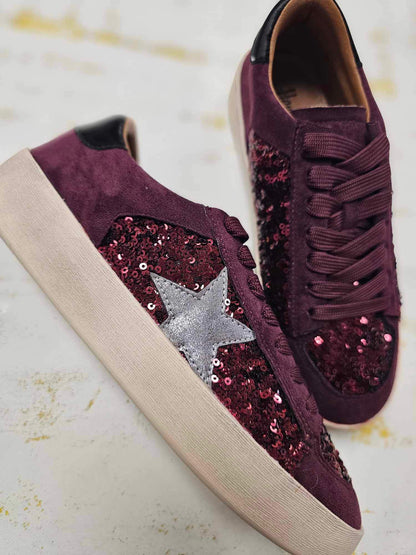 Corky’s Another Round Wine Sequin Sneaker