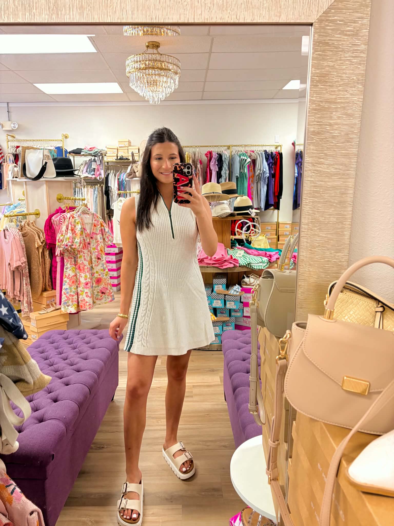 Sleek Ribbed Mini Dress with Sport Stripe