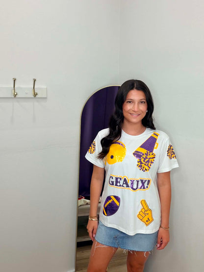 Purple/Gold Let's Geaux Sequin Shirt