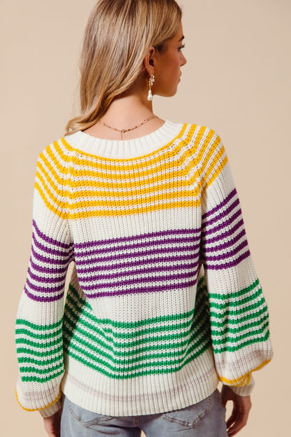 Choctaw- Striped Raglan Sweater
