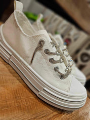 Aman Rhinestone Lace up Tennis