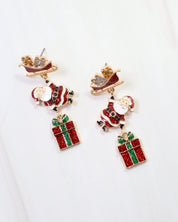 Santa on his Way Earring Red