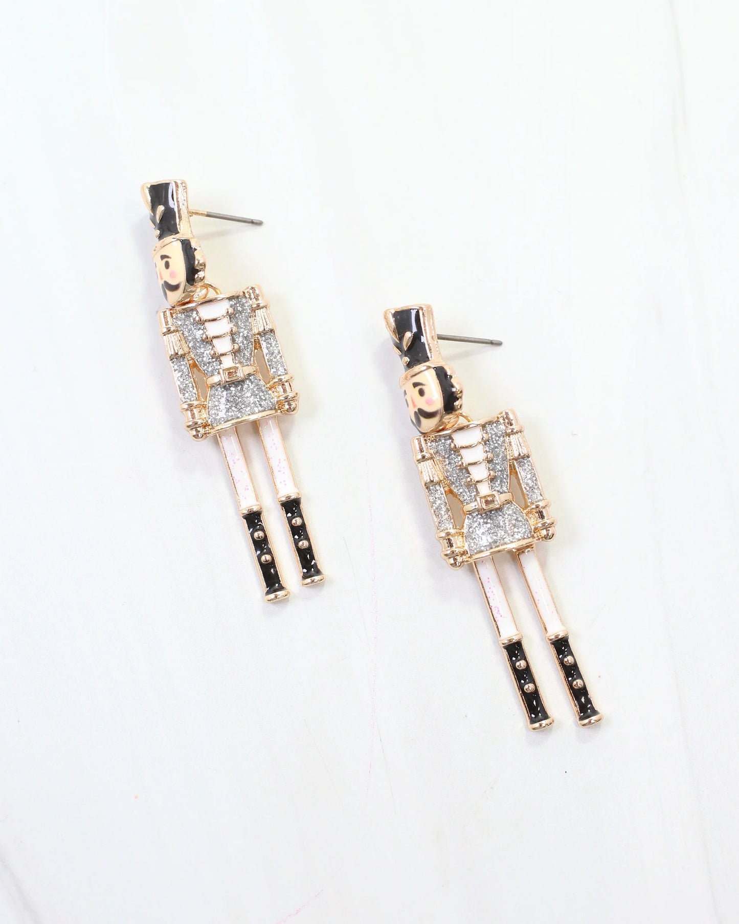Naughty or Nice Nutcracker Earring Silver