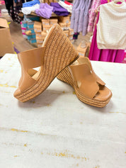 ATTIRE- Tan Mule Wedge