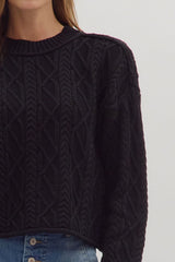 Quilted in Luxury- Long Sleeve Cable Knit Top