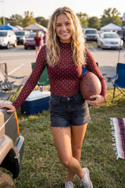 Polka Dot mesh Long Sleeve Top