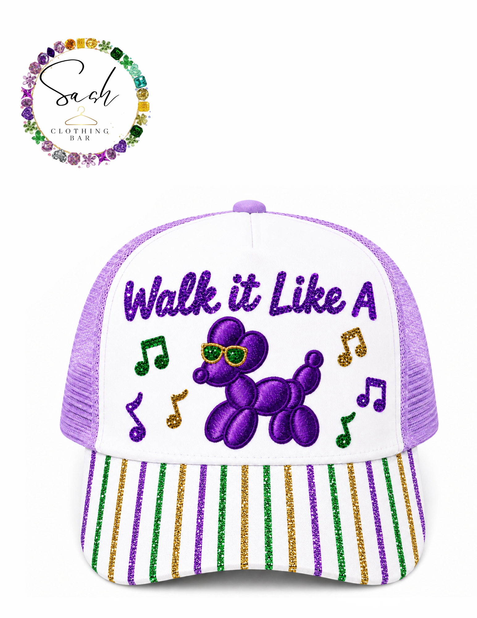 Mardi Gras- Walk it like a Dog Sequin Trucker Hat