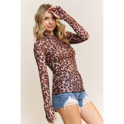 CHIC ANIMAL PRINT MESH TOP