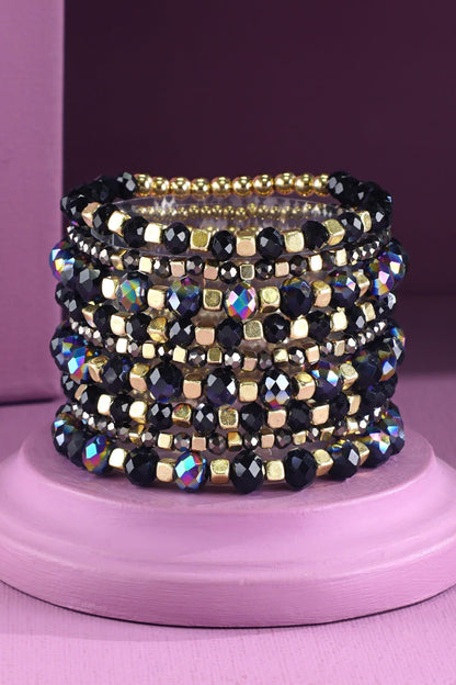 9 Piece Colorful Beaded Stretchy Bracelet Stack