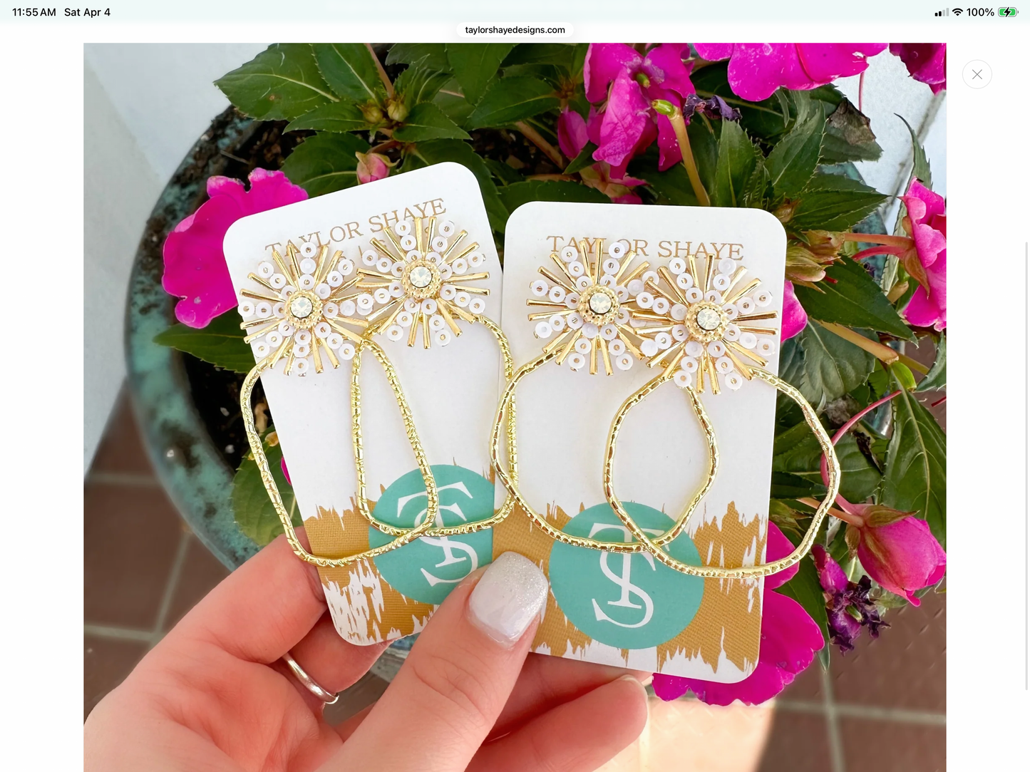 White Sequin Sunburst Hoops (round only)