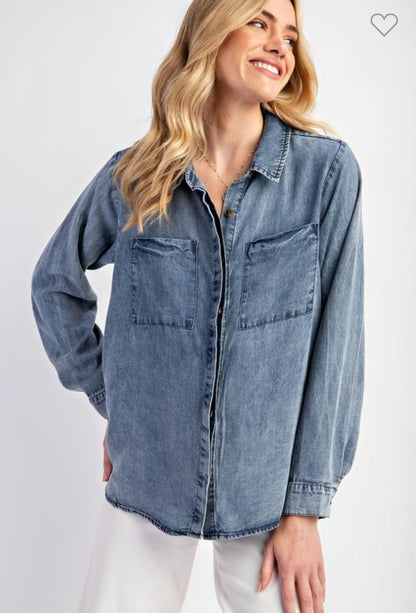 Over It Denim Top