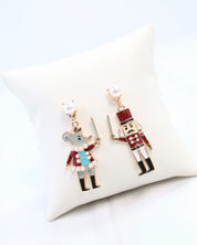 Mouse King and Nutcracker Earring Red