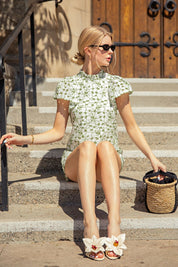 Daisy- High-Neck Embroidered Eyelet Blouse